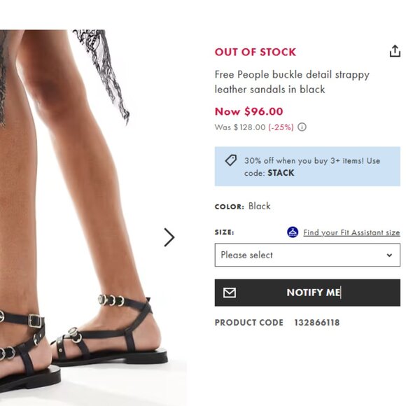 Free People Midas Touch Sandal Black Leather Strappy $128 Sz 8.5 or 9 NEW NIB - Picture 3 of 13